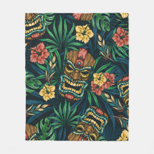 Hawaiian tropical colourful seamless pattern with  fleece blanket