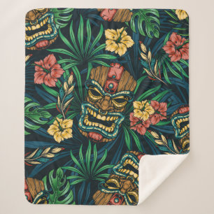 Hawaiian tropical colourful seamless pattern with  sherpa blanket
