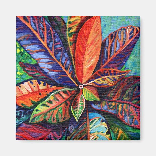Hawaiian Tropical Croton Plant Magnet (Front)