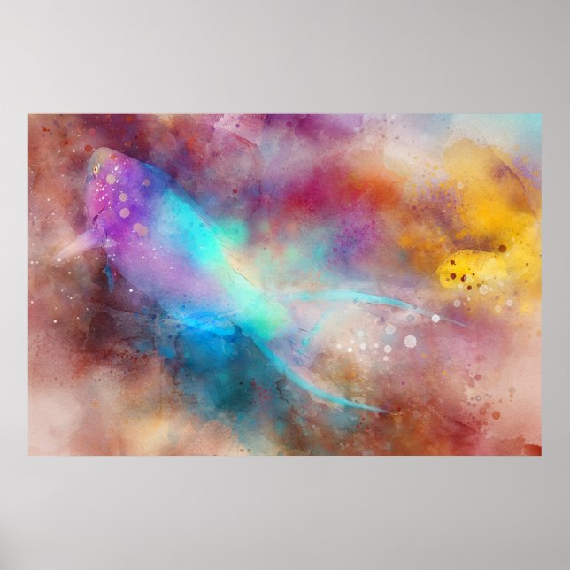 Hawaiian Tropical Fish Watercolor - Parrotfish Poster (Front)