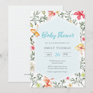 Hawaiian tropical floral Baby Shower Invitation