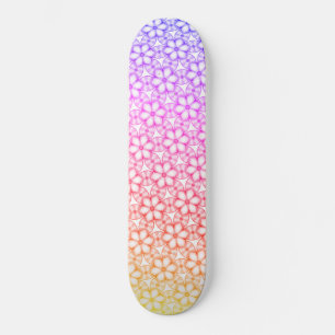 Hawaiian Tropical Floral Ombre Kaleidoscope  Skateboard