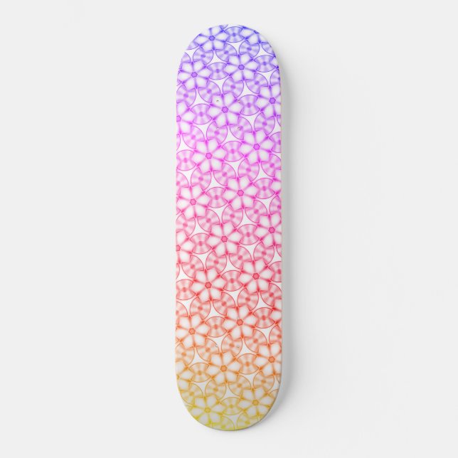 Hawaiian Tropical Floral Ombre Kaleidoscope  Skateboard (Front)