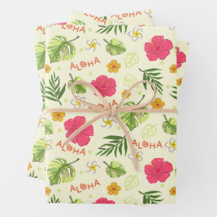 Hawaiian Tropical Floral  Wrapping Paper Sheet