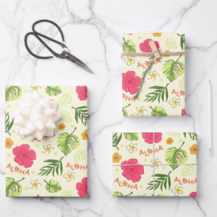 Hawaiian Tropical Floral  Wrapping Paper Sheet