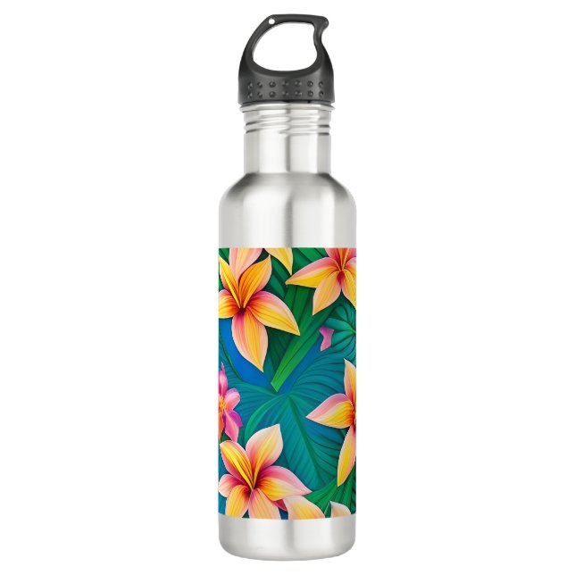 Hawaiian Tropical Flower Pattern  710 Ml Water Bottle (Front)
