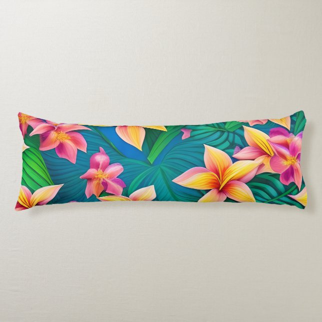 Hawaiian Tropical Flower Pattern  Body Cushion (Front)