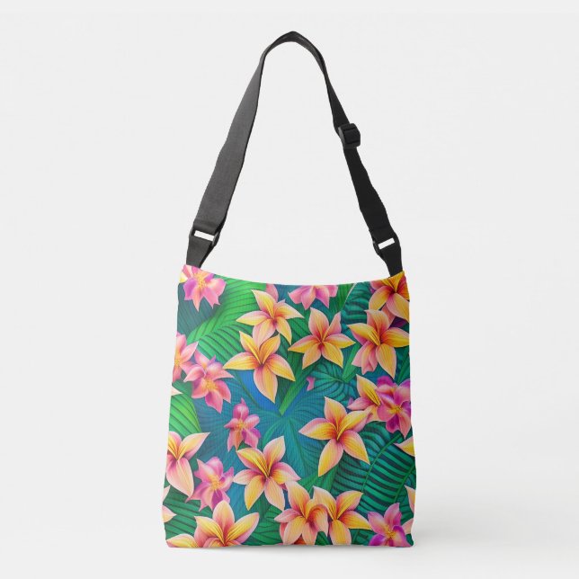 Hawaiian Tropical Flower Pattern  Crossbody Bag (Front)