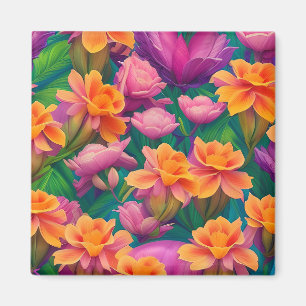 Hawaiian Tropical Flower Pattern Magnet
