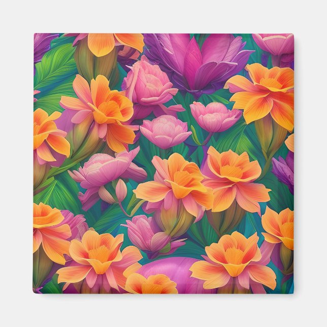 Hawaiian Tropical Flower Pattern  Magnet (Front)
