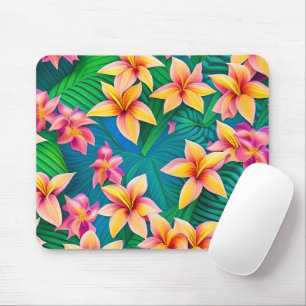 Hawaiian Tropical Flower Pattern  Mouse Mat