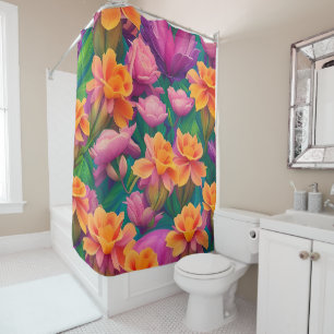 Hawaiian Tropical Flower Pattern  Shower Curtain
