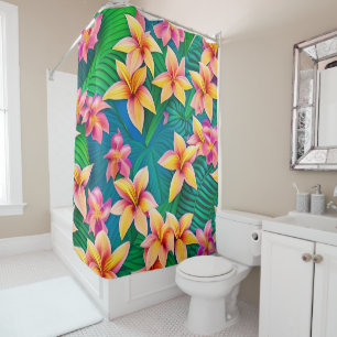 Hawaiian Tropical Flower Pattern Shower Curtain