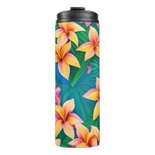 Hawaiian Tropical Flower Pattern Thermal Tumbler