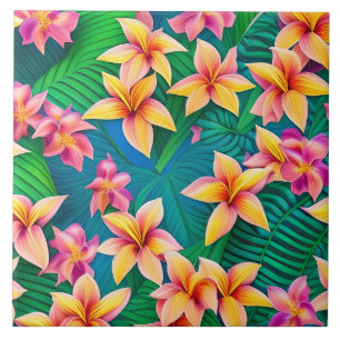 Hawaiian Tropical Flower Pattern Tile