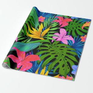 Hawaiian Tropical Flower Pattern Wrapping Paper
