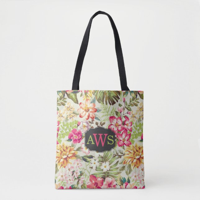 Hawaiian Tropical Flowers Tote Bag (Front)
