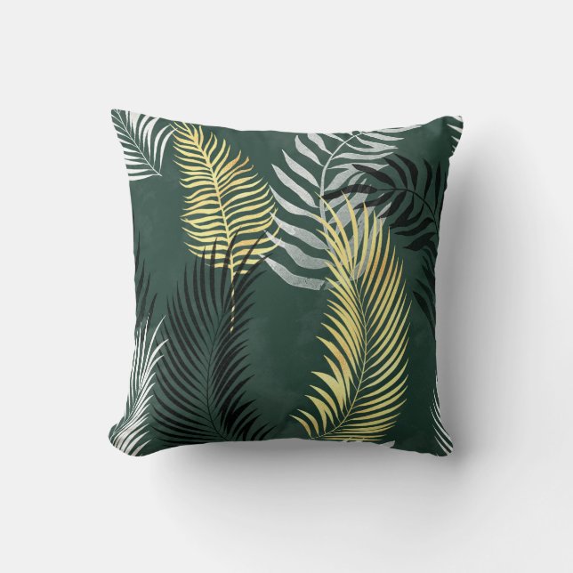 HAWAIIAN TROPICAL GREEN FERN PILLOW  (Front)