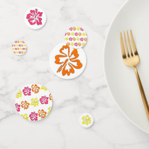 Hawaiian Tropical Hibiscus Flowers Floral Print Confetti