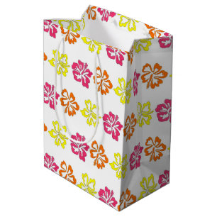 Hawaiian Tropical Hibiscus Flowers Floral Print Medium Gift Bag