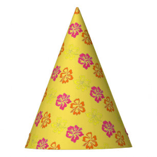 Hawaiian Tropical Hibiscus Flowers Floral Print Party Hat