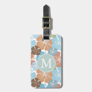 Hawaiian Tropical Hibiscus Flowers Monogram Luggage Tag