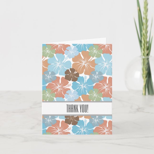 Hawaiian Tropical Hibiscus Flowers Thank You Card (Front)