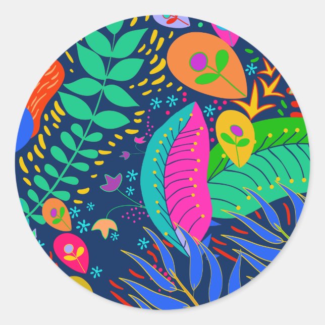 Hawaiian Tropical Jungle Classic Round Sticker (Front)