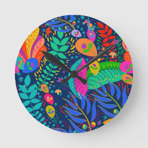Hawaiian Tropical Jungle Round Clock