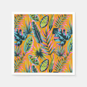 Hawaiian Tropical Leaves And Plants Print Pattern Napkin