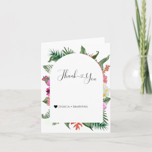 Hawaiian tropical leaves thank you card
