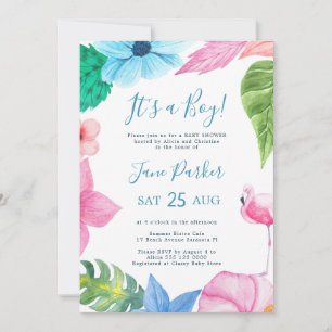 Hawaiian tropical luau its a boy baby shower invitation