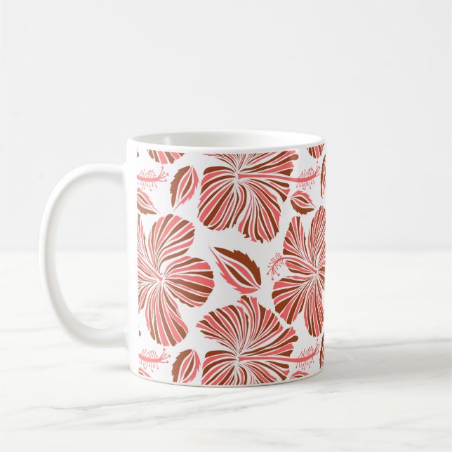 Hawaiian tropical natural floral in brown colours. coffee mug (Left)