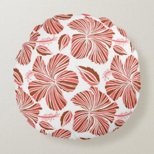 Hawaiian tropical natural floral in brown colours. round cushion
