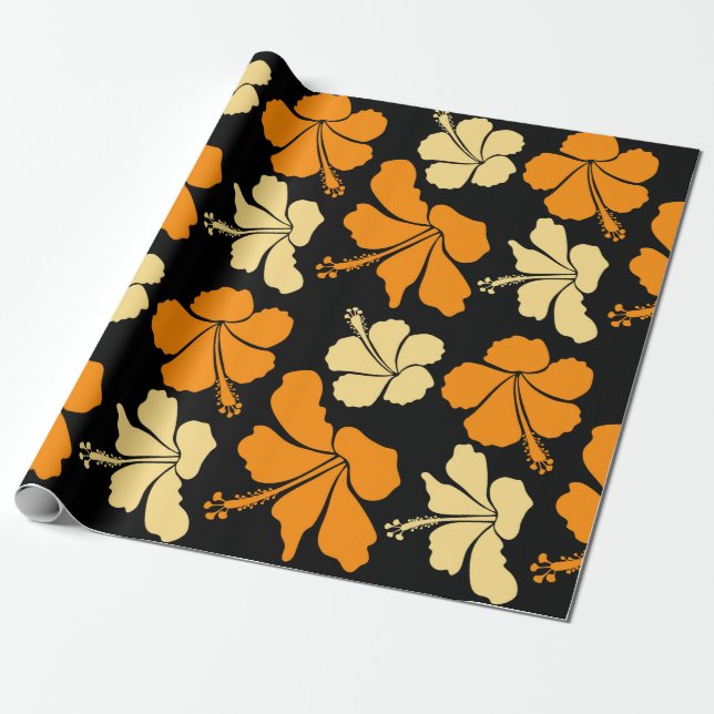 Hawaiian tropical natural floral seamless pattern  wrapping paper (Unrolled)