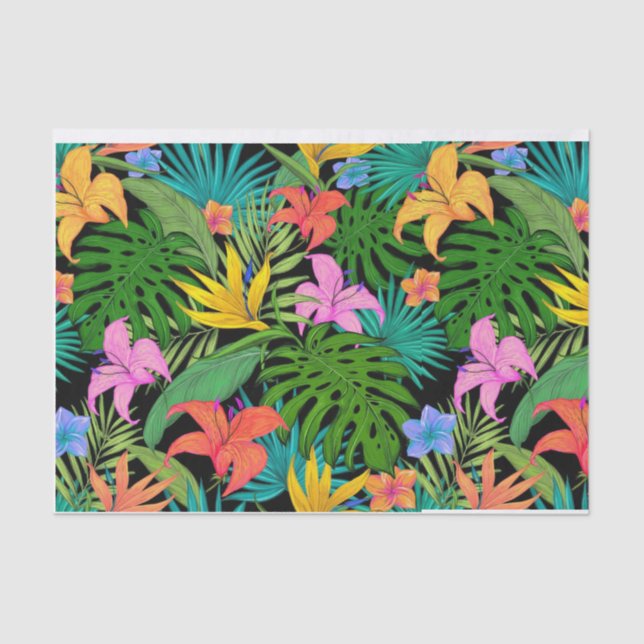 Hawaiian Tropical Palm Leaves Floral  Tissue Paper (Front)