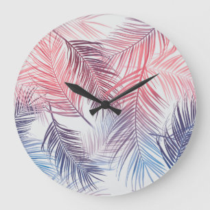 Hawaiian Tropical Palms: Stylish Seamless Large Clock