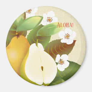 Hawaiian Tropical Pears Fruit Floral Botanical Magnet