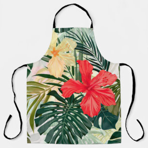 Hawaiian tropical plants, colourful flowers. apron