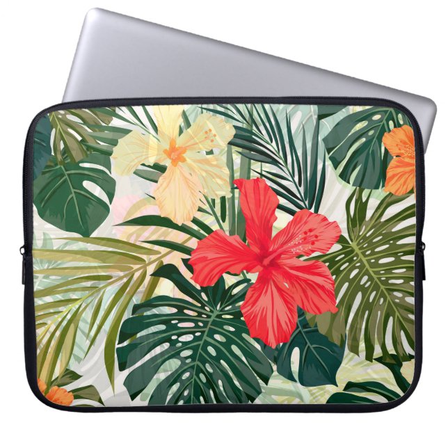 Hawaiian tropical plants, colourful flowers. laptop sleeve (Front)