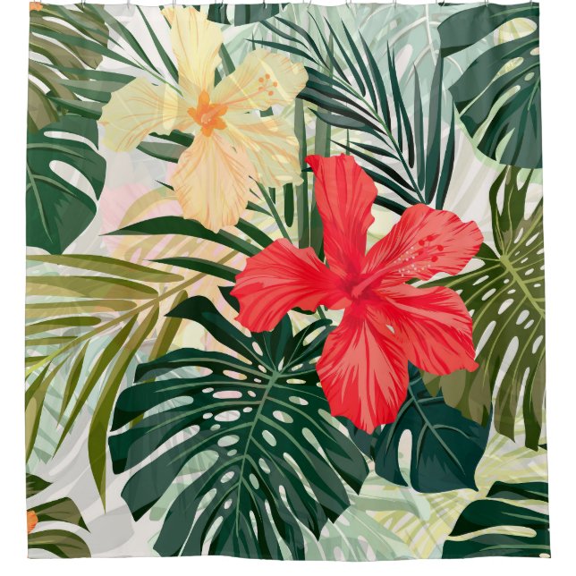 Hawaiian tropical plants, colourful flowers. shower curtain (Front)