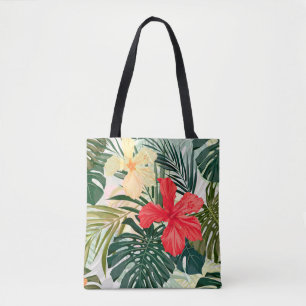 Hawaiian tropical plants, colourful flowers. tote bag