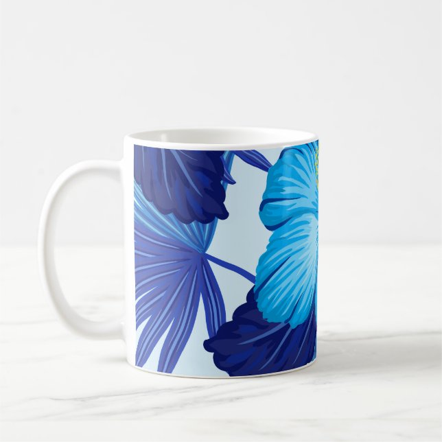 Hawaiian tropical plants, hibiscus pattern. coffee mug (Left)