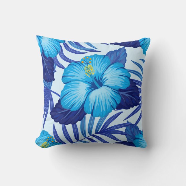 Hawaiian tropical plants, hibiscus pattern. cushion (Front)