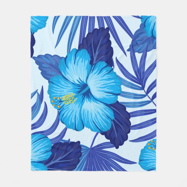 Hawaiian tropical plants, hibiscus pattern. fleece blanket (Front)
