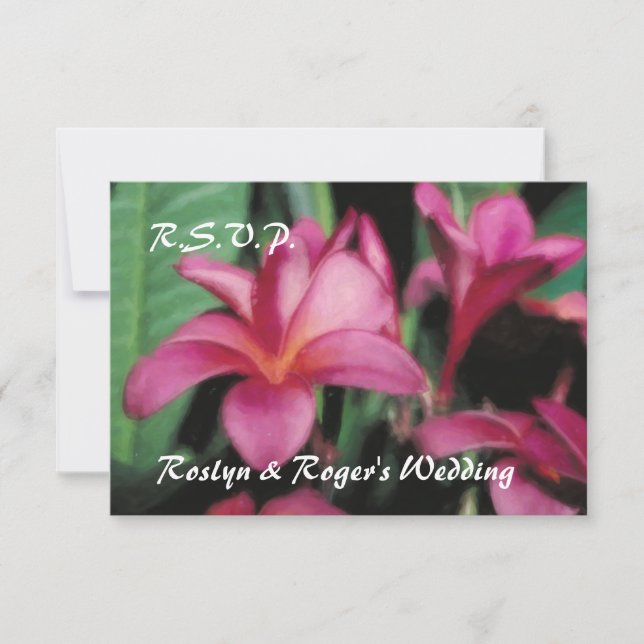 Hawaiian Tropical Plumeria RSVP Cards (Front)