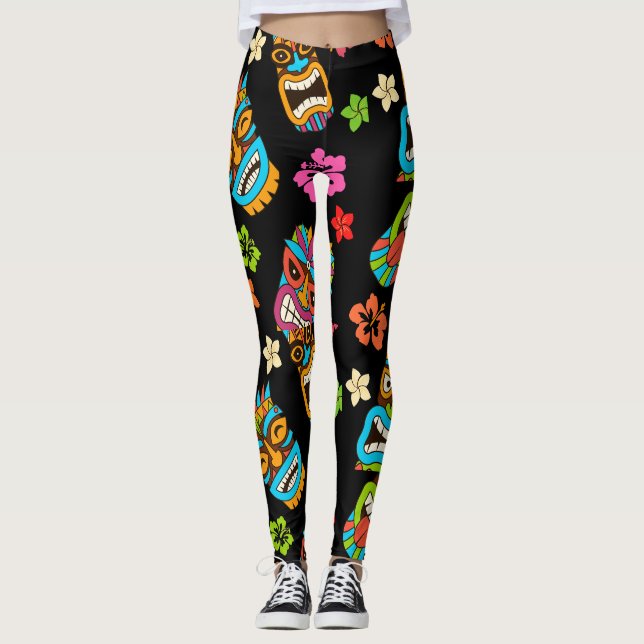 Hawaiian Tropical Print Leggings (Front)