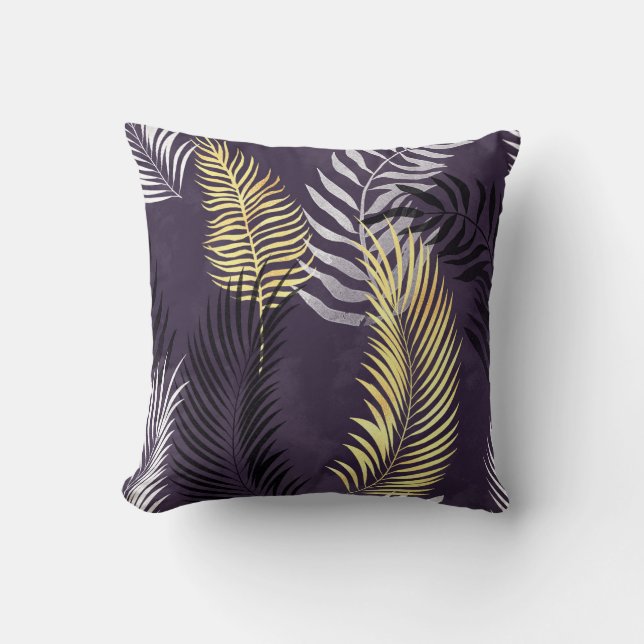 HAWAIIAN TROPICAL PURPLE FERN PILLOW  (Front)