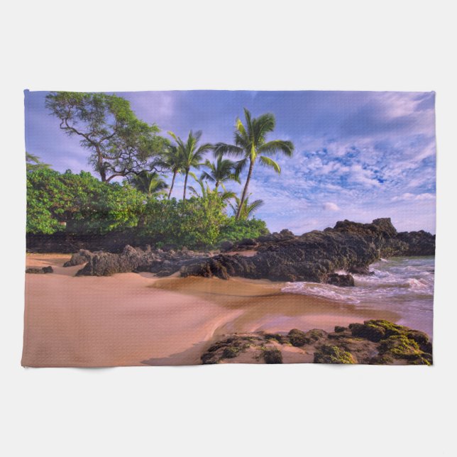 Hawaiian Tropical Sandy Beach Tea Towel (Horizontal)