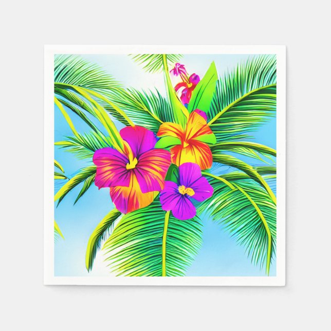 Hawaiian Tropical Seamless Pattern Napkin (Front)